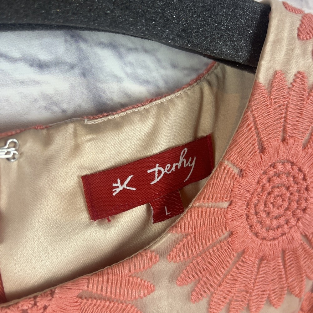 Renee Derhy Cottage Core Fairy Core  Feminine Retr Floral Overlay Party Dress L - Picture 6 of 12